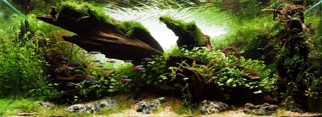 Nature Aquarium, homage to the work of the master Takashi Amano, with a Mediterranean artistic vision.